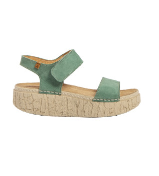 Leather Sandals N5970 Shinrin greenish blue -Height 5cm