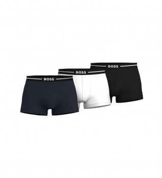 Lot de 3 boxers marine, noir, blanc