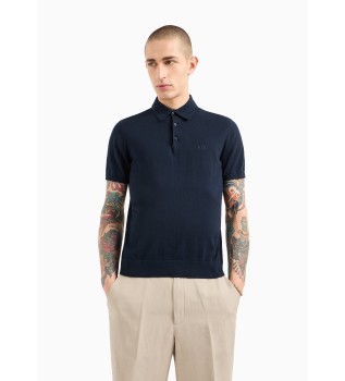 Navy knitted polo shirt
