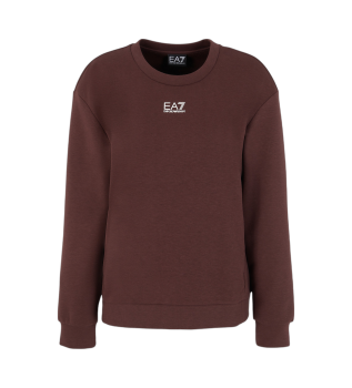Logo Series sweatshirt med rund hals i brun bomuldsblanding