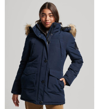 Parka con capucha de pelo sint�tico Everest marino