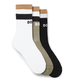 Pack de 3 pares de meias Iconic branco, verde, preto