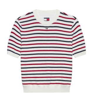 Pull slim  manches courtes blanc