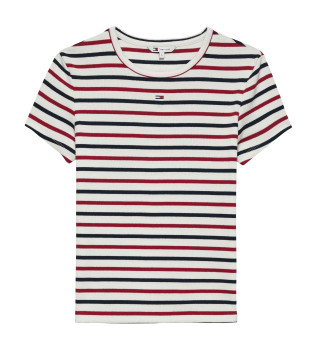 T-shirt slim multicolore  col ras du cou