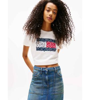 T-shirt met bloemenlogo
 wit