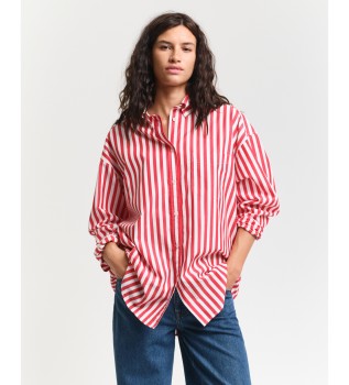 Chemise oversize classique en popeline raye rouge