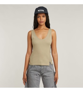 T-shirt sem mangas assim�trica em cinzento acastanhado