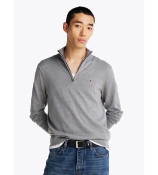 Pull demi-zip avec logo brod gris