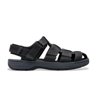 Clarks|SLIPPERS (Torford Cross (26181382)) Clarks Torford Cross leather sandals black - Esdemarca Store
