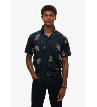 Camisa de playa de manga corta marino