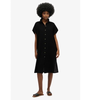 Svart oversized midi-skjortkl�nning