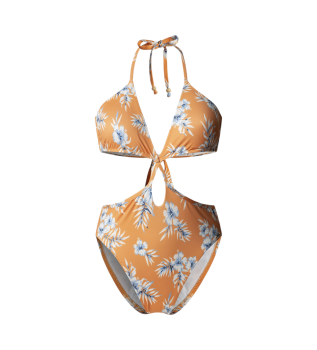 Badeanzug aus Stretch und leichtem Stoff Hibscus gelb