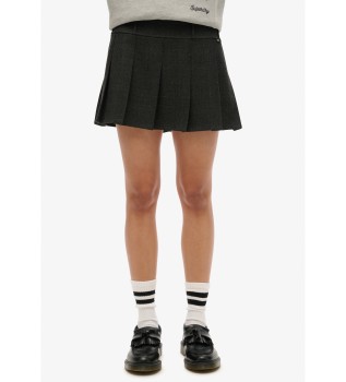 Nagubana mini krilo z nizkim pasom sive barve