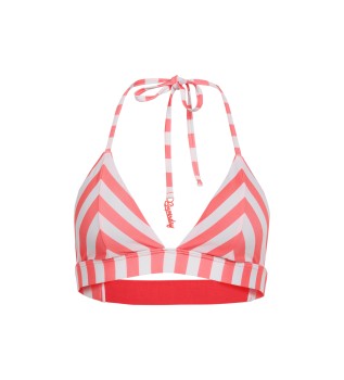 Trójkątny stanik bikini w różowe paski