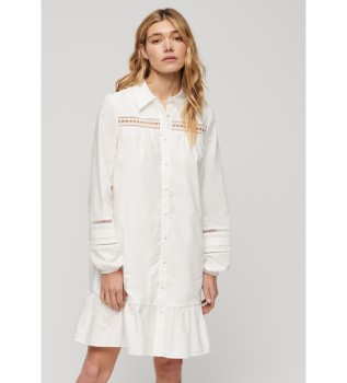 Robe chemise avec mlange de dentelle blanche