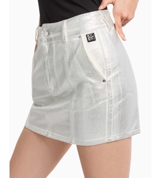 Silver minikjol i denim med hg midja