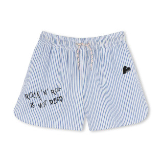 Short en serg de coton bleu