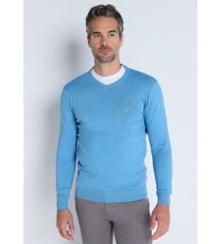 Basistrui met V-hals blauw
