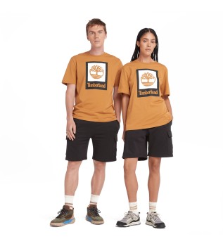 Unisex T-shirt med gul vertikal logotyp