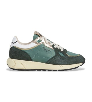 Sneakers i lder Marlon Metal green