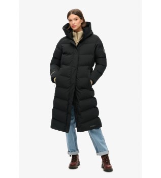 Langer Steppmantel City Chevron schwarz