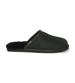 Black suede heelless slippers