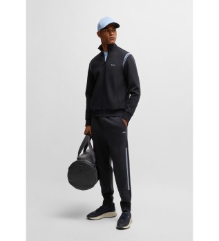 Regular fit katoenen stretchtrui met marinegestreepte applicaties