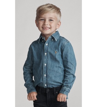 Blue cotton denim shirt