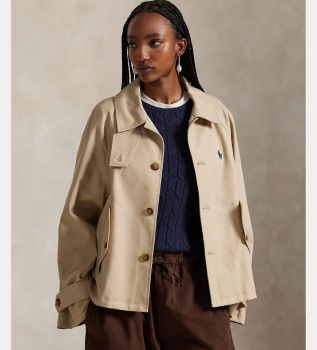 Chaqueta de sarga de algodón beige