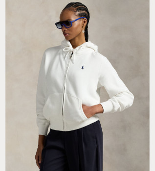 Sweat-shirt zippé en polaire blanc
