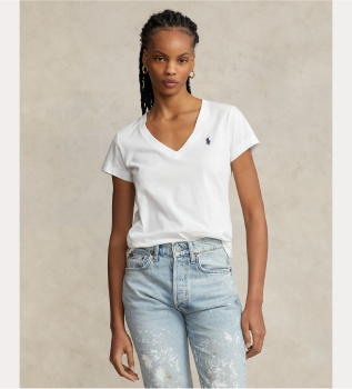 Vit T-shirt med V-ringning