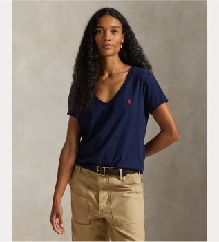 T-shirt à col en V marine