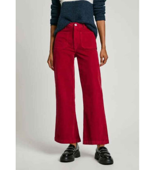 Corduroy fit flare broek Celia rood