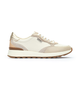 Arrecife Beige Leather Lace-Up Sneakers