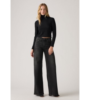 Jeans 728 a gamba larga e vita alta nero
