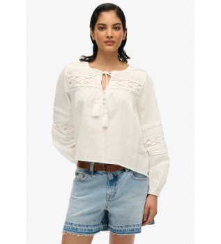 Blusa de encaje ibicenco blanco