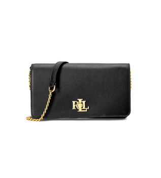 Portafoglio in pelle con chiusura girevole nera
