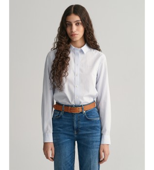 Regular Fit blue striped poplin shirt