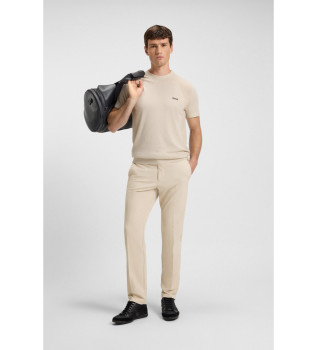 Beige Commuter Slim Trousers