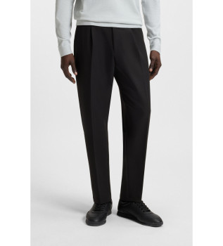 Black Convert Pleat Trousers