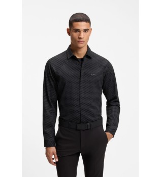 Camisa de corte regular em piqué preto