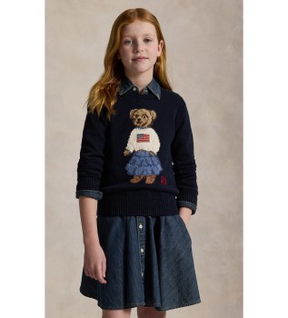 Navy Polo Bear cotton jumper