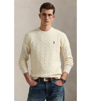 Maglione in lana e cashmere bianco crema