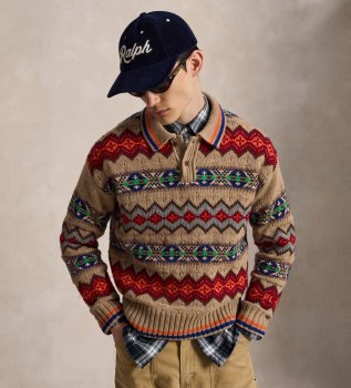 Maglione Fair Isle in misto lana marrone