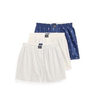 Set van 3 boxershorts van katoen, wit, blauw