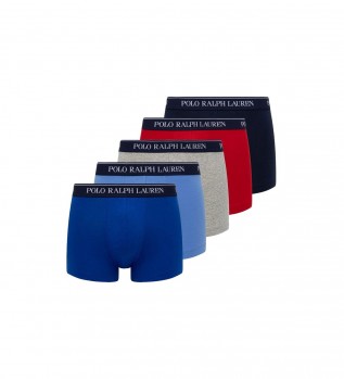 Confezione da 5 boxer nei colori rosso, grigio, blu e blu navy.
