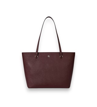 Mittelgroße Tote-Bag Karly aus gekreuztem Leder in Granatrot