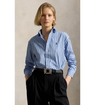 Blue Relaxed Fit striped cotton shirt