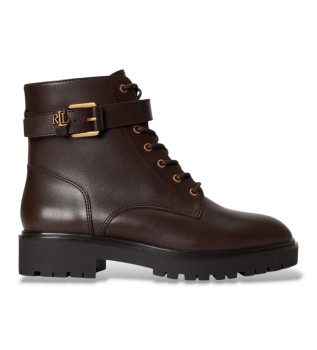 Bottines Allyson en cuir avec bride marron foncé