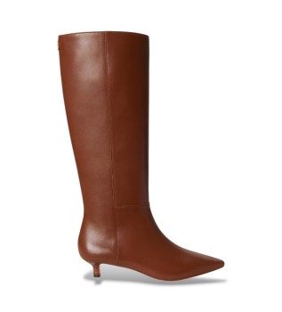 Bottes hautes Francesca en cuir de veau marron